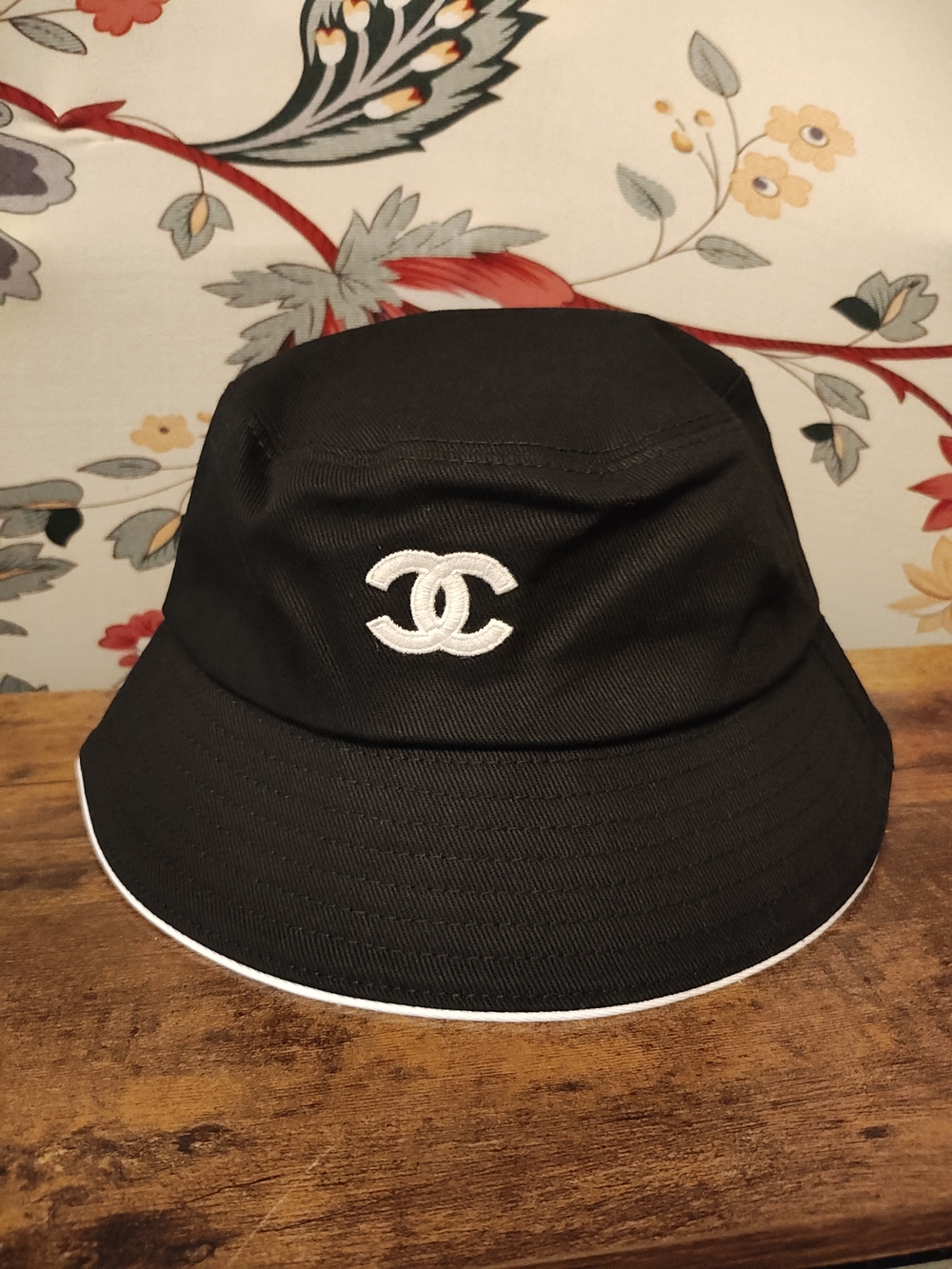Black Novelty Bucket Hat with White Emblem Logo